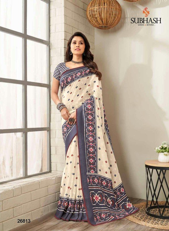 Subhash Vikram Vedha Sb-26813 Off-White Soft Cotton Saree