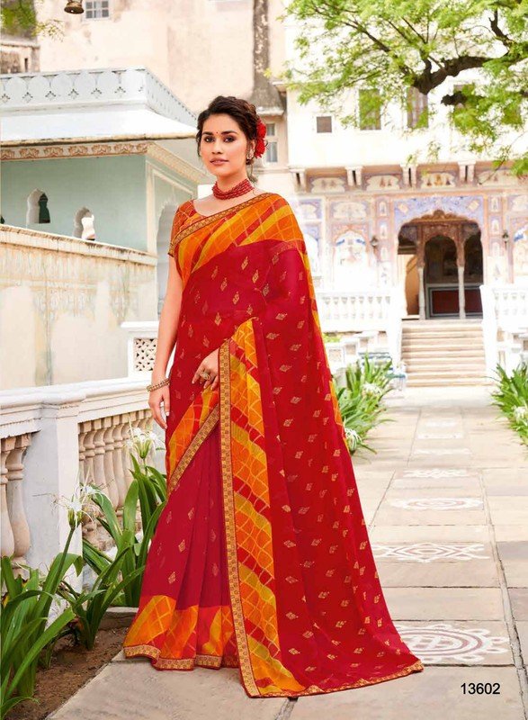 Subhash Vintage-15 Sb-13602 Red Brasso Saree