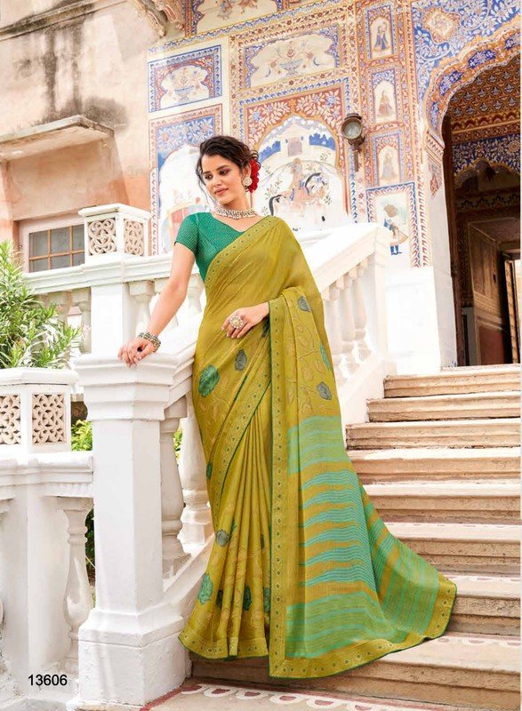 Subhash Vintage-15 Sb-13606 Green Brasso Saree