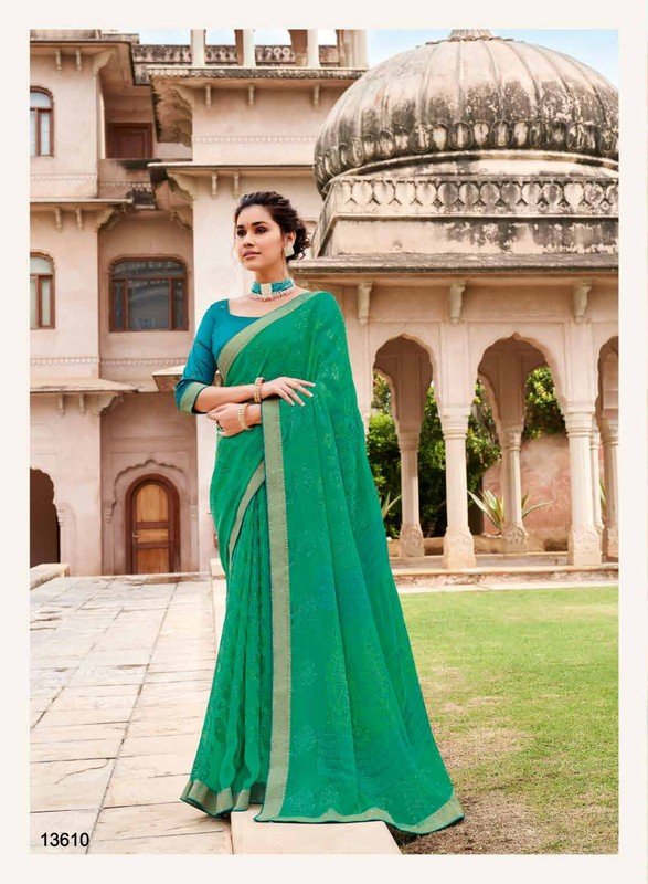 Subhash Vintage-15 Sb-13610 Green Brasso Saree