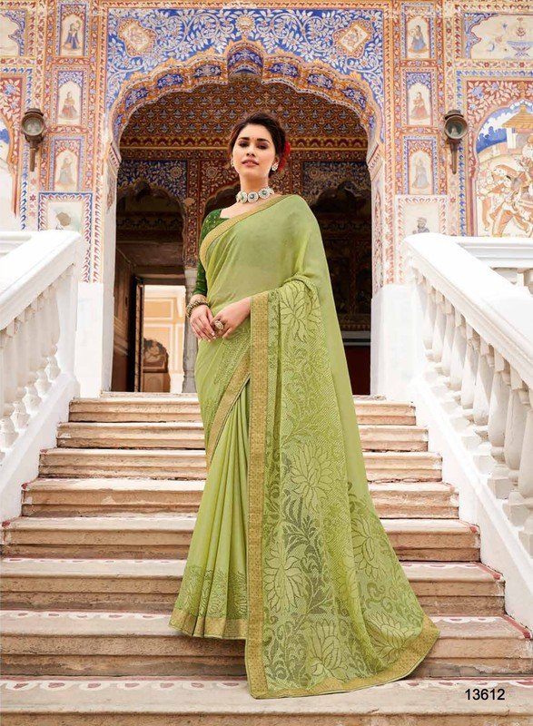 Subhash Vintage-15 Sb-13612 Green Brasso Saree