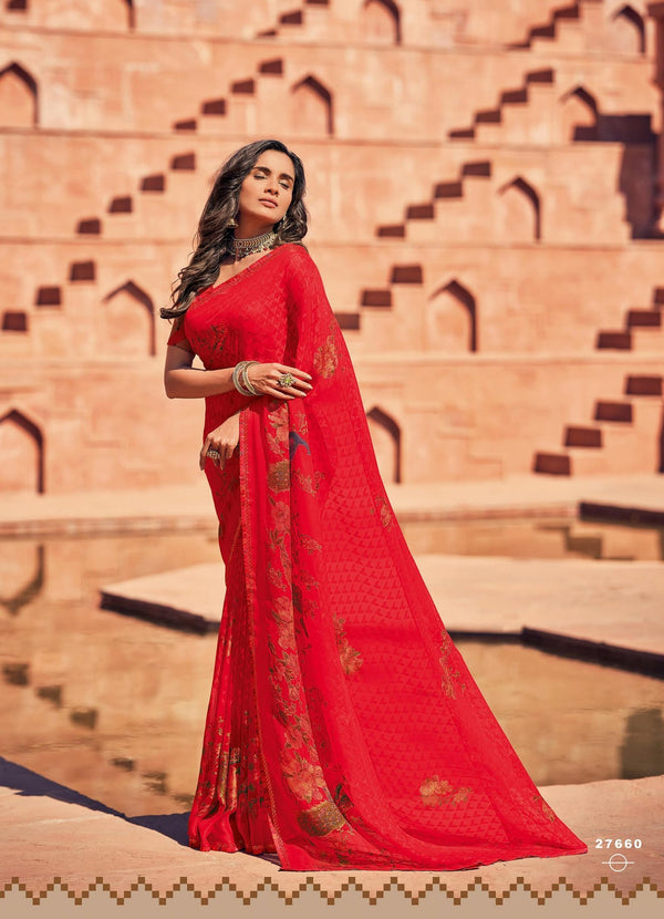 Subhash Vintage-16 Sb-27660 Red Georgette Saree