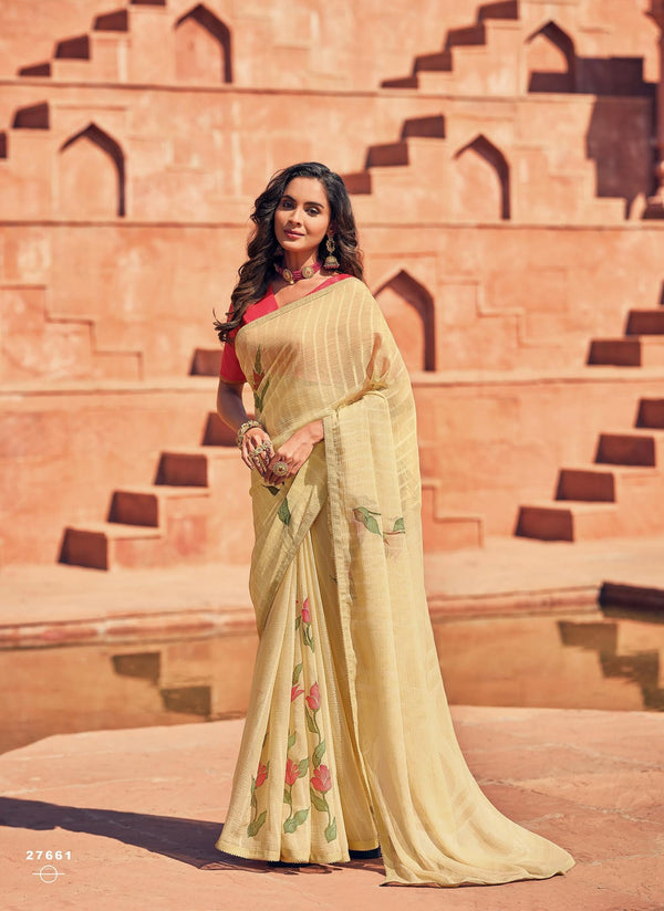 Subhash Vintage-16 Sb-27661 Cream Georgette Saree