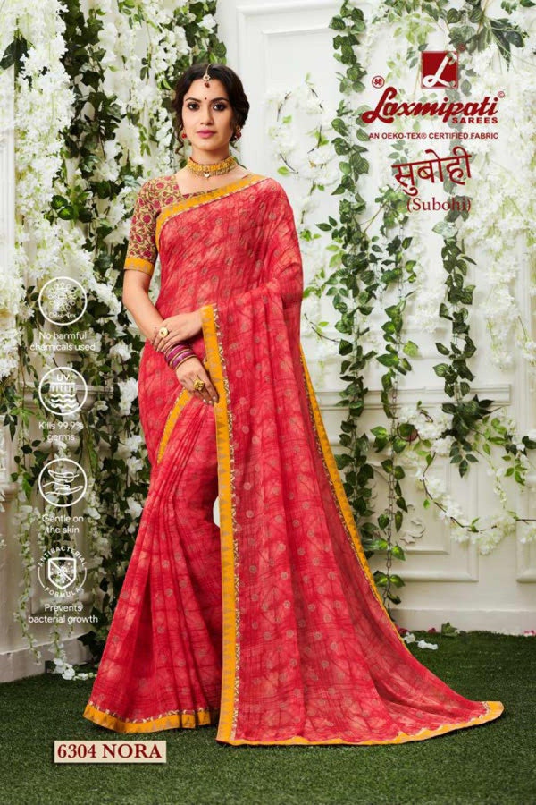 Laxmipati Subohi 6304 Pink Chiffon Saree