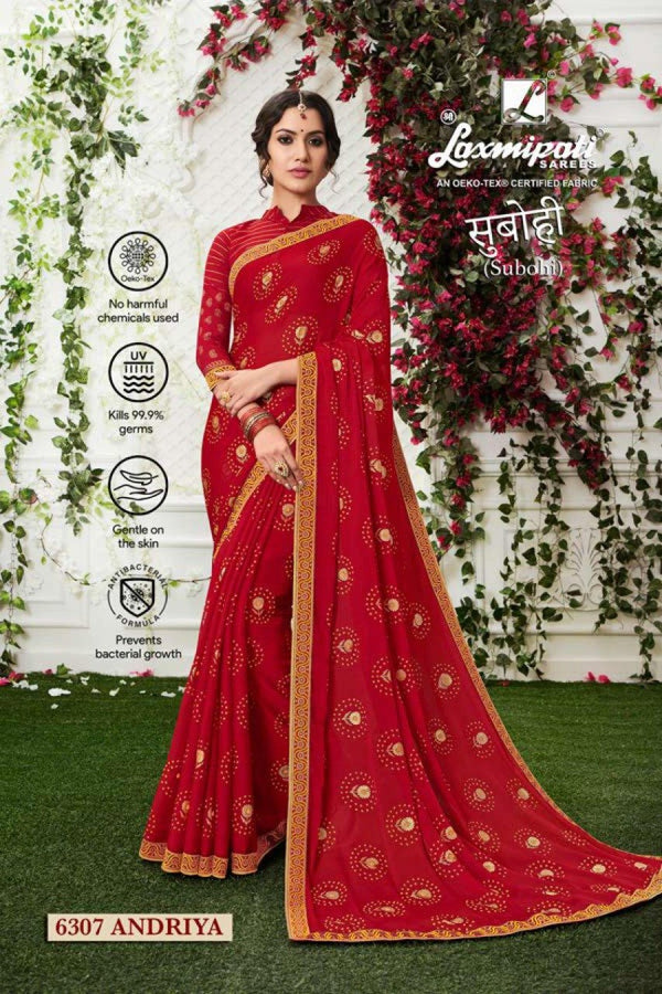 Laxmipati Subohi 6307 Red Chiffon Saree