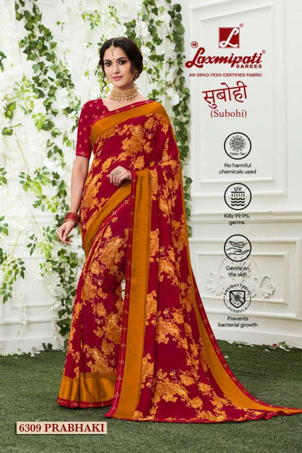 Laxmipati Subohi 6309 Maroon Georgette Saree