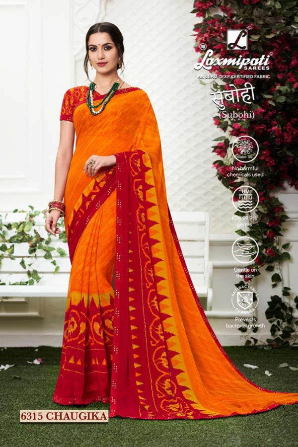 Laxmipati Subohi 6315 Orange Georgette Saree