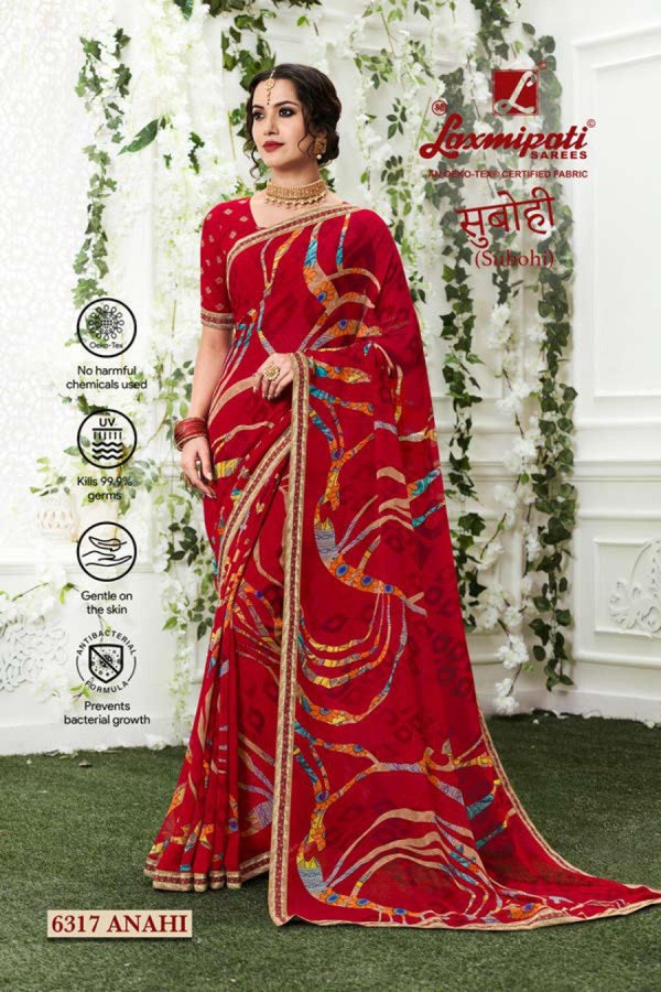 Laxmipati Subohi 6317 Maroon Georgette Saree