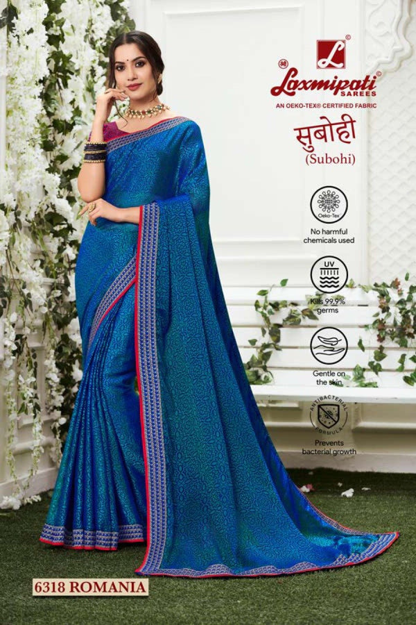 Laxmipati Subohi 6318 Blue Chiffon Saree