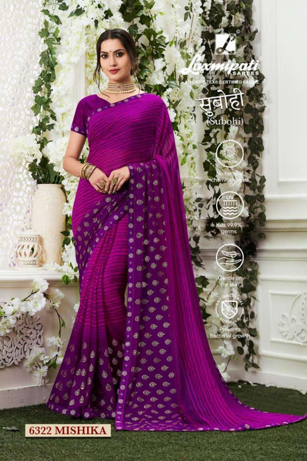 Laxmipati Subohi 6322 Purple Georgette Saree