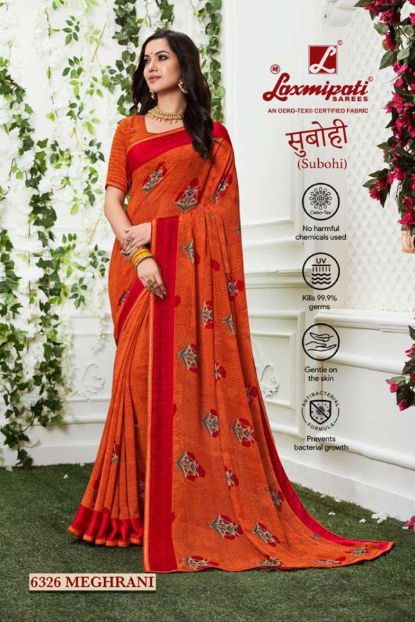 Laxmipati Subohi 6326 Orange Georgette Saree