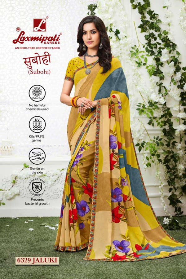 Laxmipati Subohi 6329 Yellow Georgette Saree