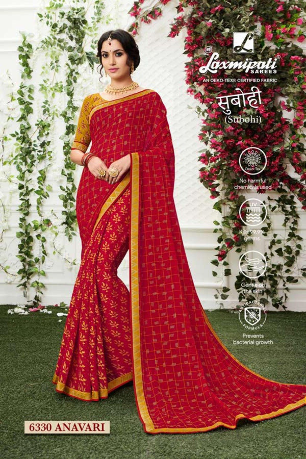 Laxmipati Subohi 6330 Red Chiffon Saree