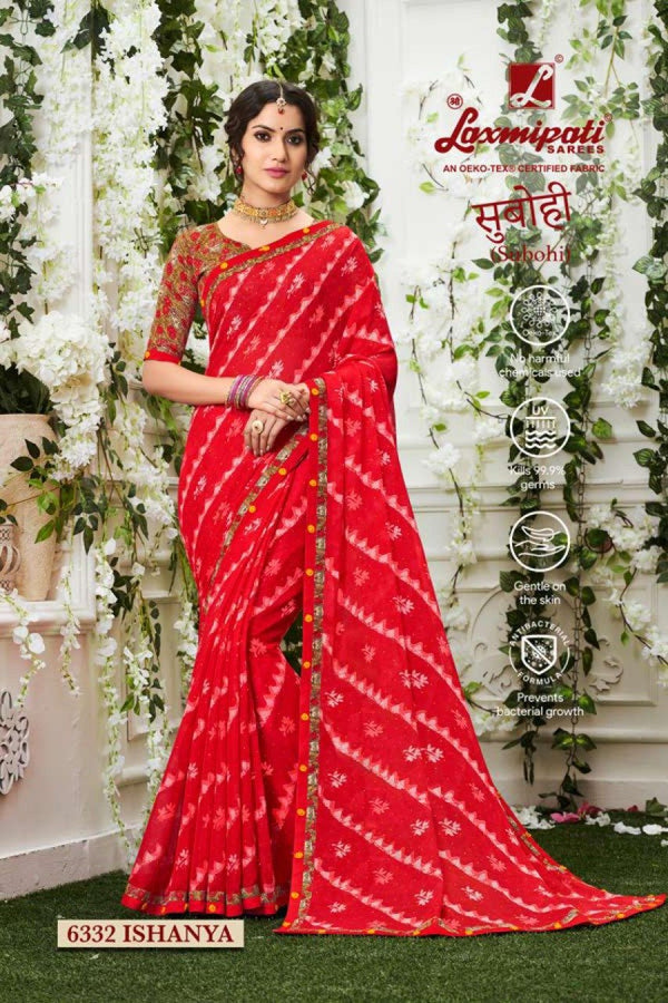 Laxmipati Subohi 6332 Pink Chiffon Saree