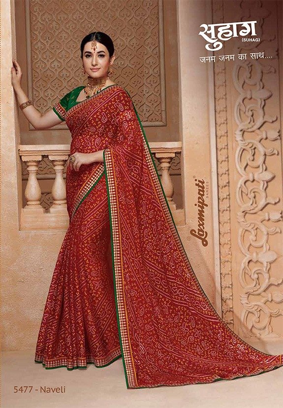 Laxmipati Suhag 5477 Red Chiffon Saree