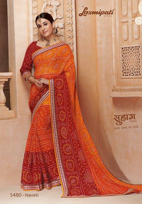 Laxmipati Suhag 5480 Multicolor Chiffon Saree