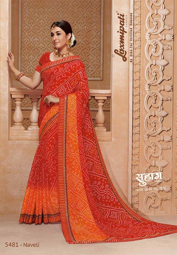 Laxmipati Suhag 5481 Multicolor Chiffon Saree