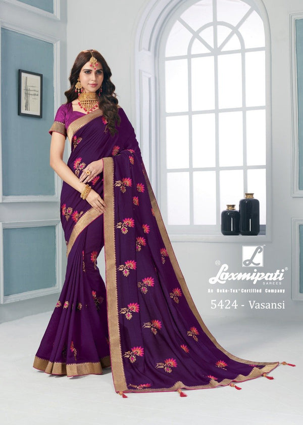 Laxmipati Sui Dhaga 5424 Purple Silk Saree