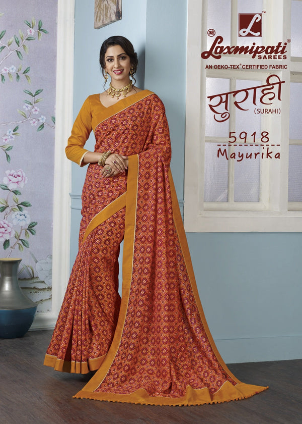 Laxmipati Surahi 5918 Orange Georgette Saree