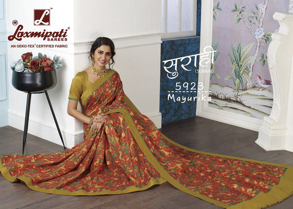 Laxmipati Surahi 5923 Multicolor Georgette Saree