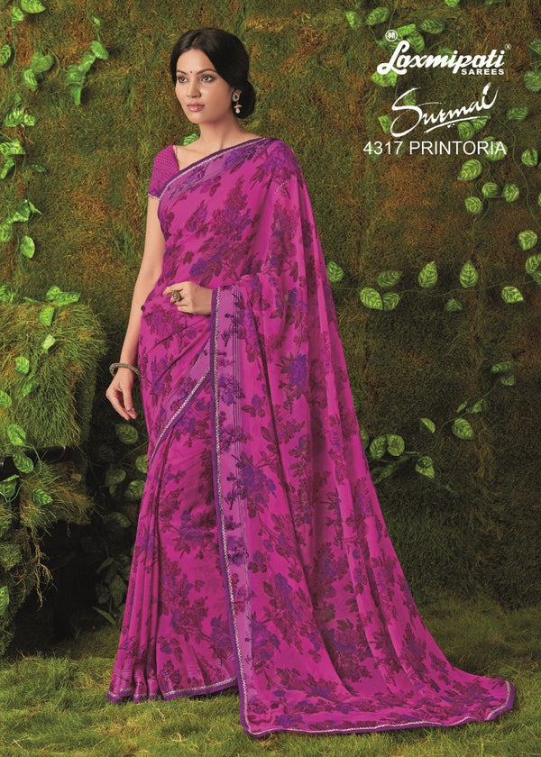 Laxmipati Surmai 4317 Pink Georgette Saree