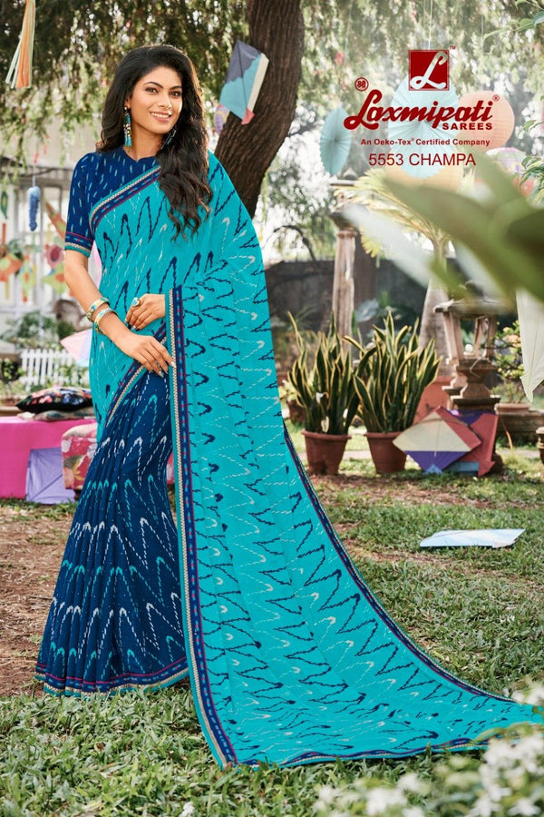 Laxmipati Tabassum 5553 Blue Chiffon Saree