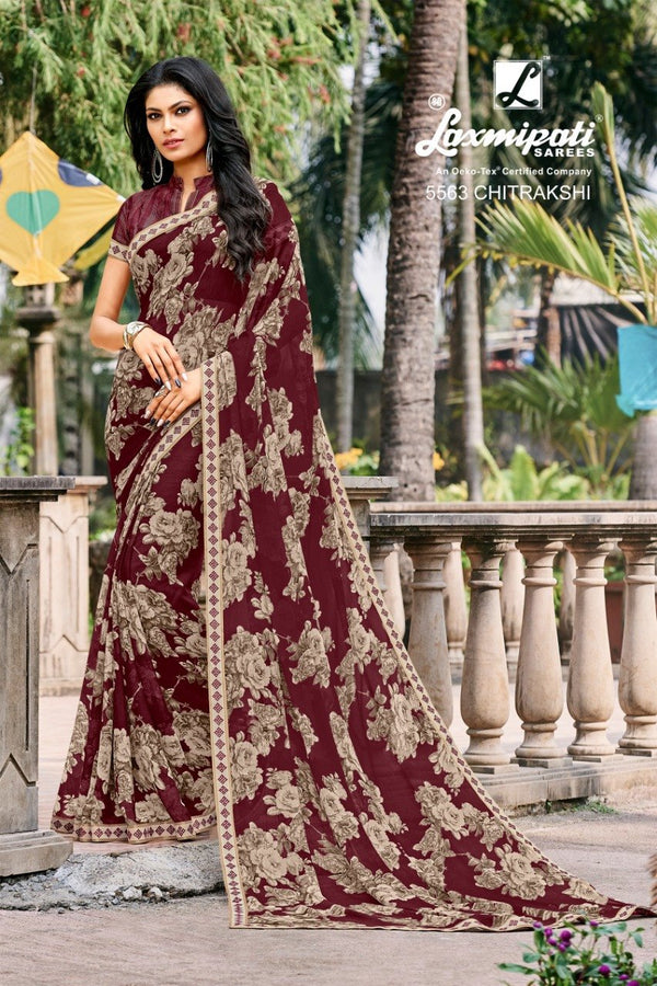 Laxmipati Tabassum 5563 Maroon Georgette Saree