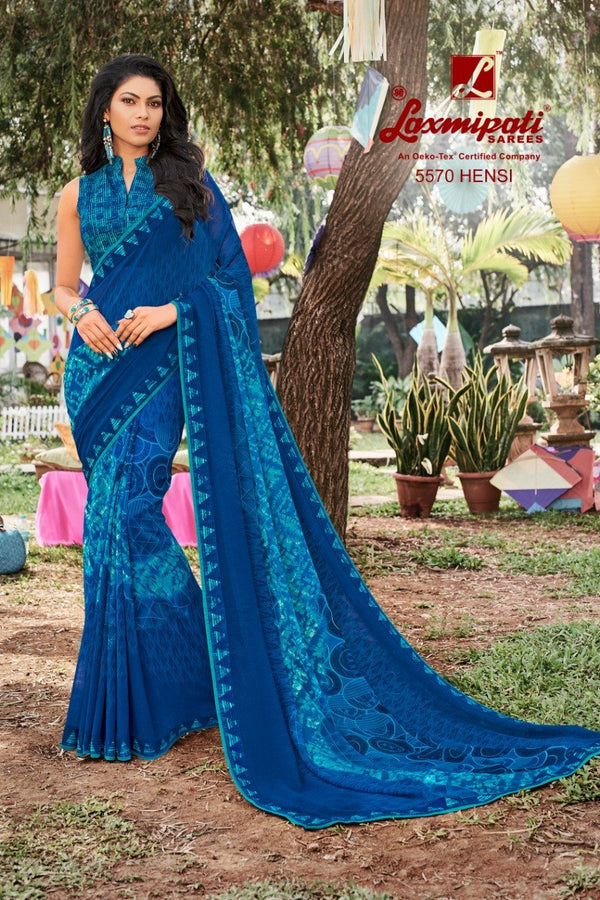 Laxmipati Tabassum 5570 Blue Georgette Saree