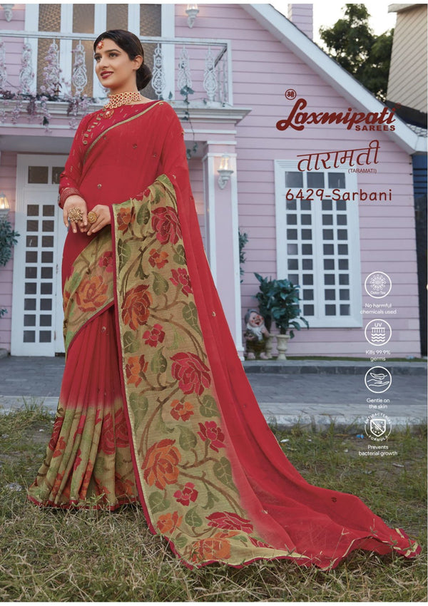 Laxmipati Taramati 6429 Pink Chiffon Saree