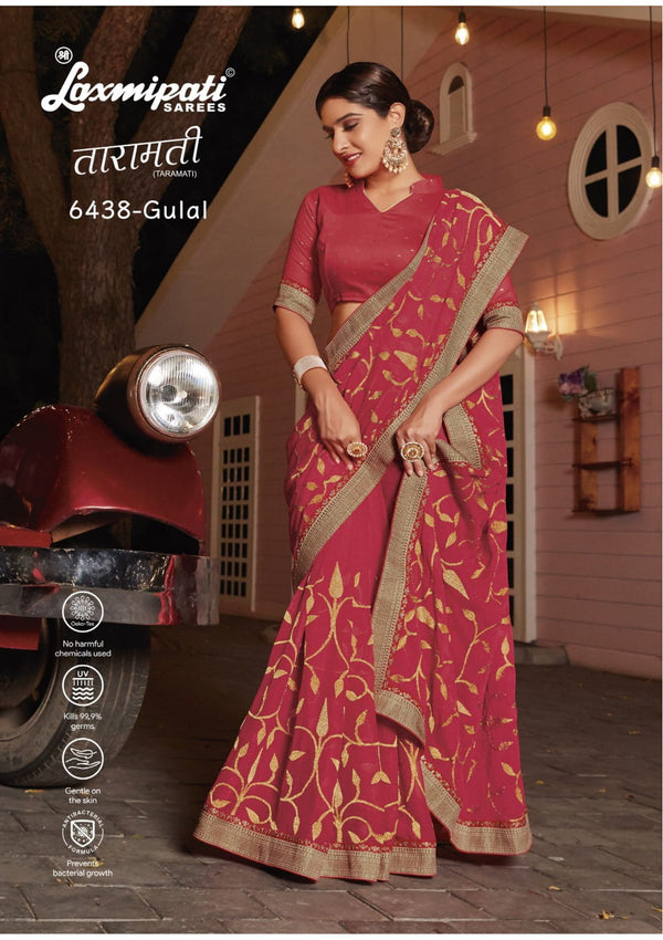 Laxmipati Taramati 6438 Pink Chiffon Saree