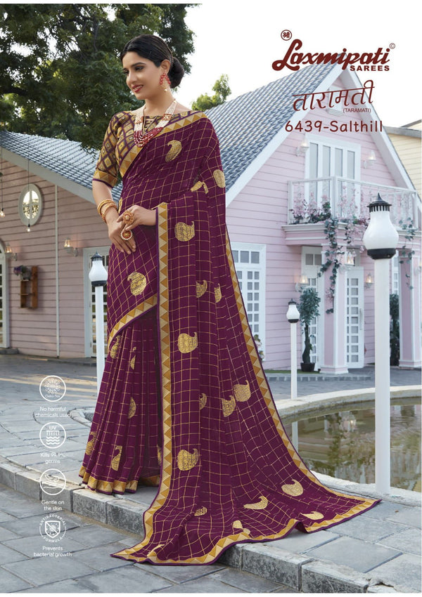 Laxmipati Taramati 6439 Purple Chiffon Saree