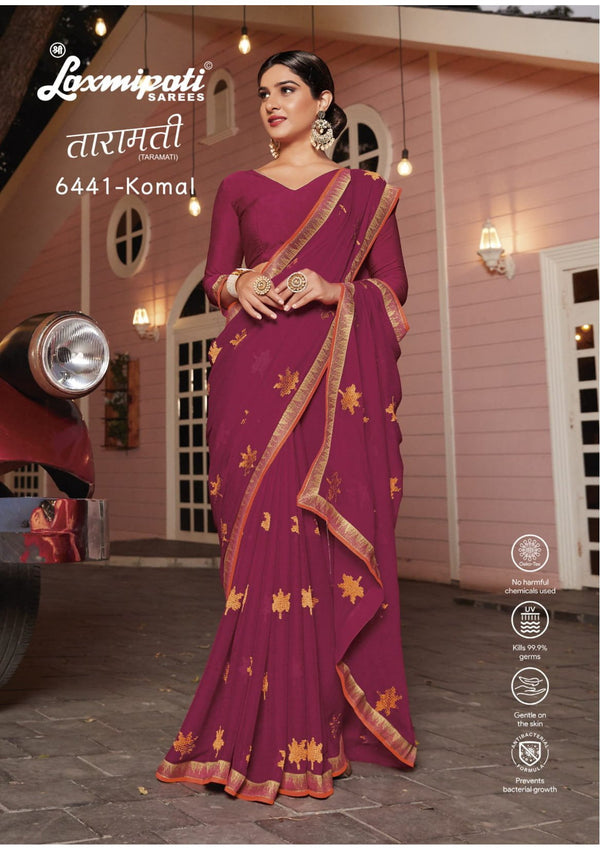 Laxmipati Taramati 6441 Purple Chiffon Saree