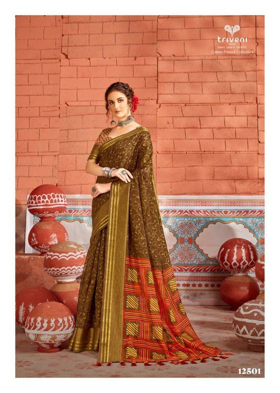 Vallabhi Grisha Vl-12501 Green Soft Cotton Saree