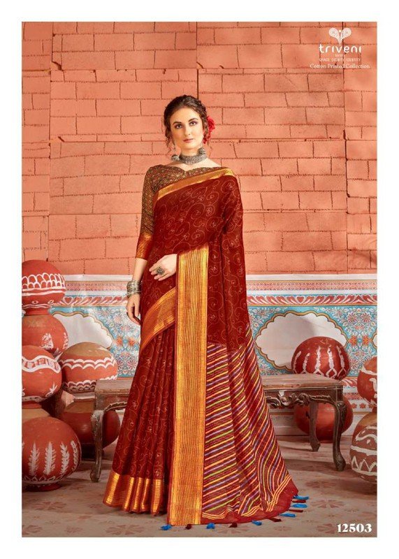 Vallabhi Grisha Vl-12503 Brown Soft Cotton Saree