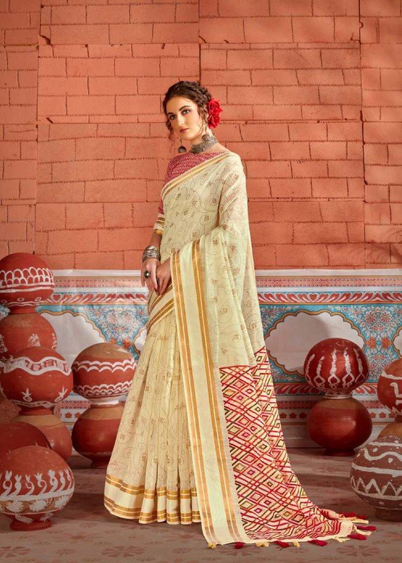 Vallabhi Grisha Vl-12507 Yellow Soft Cotton Saree