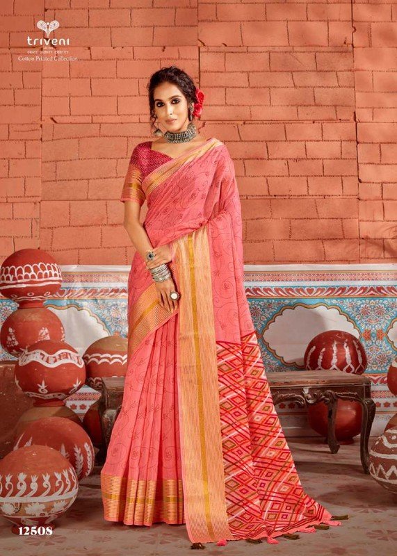 Vallabhi Grisha Vl-12508 Pink Soft Cotton Saree