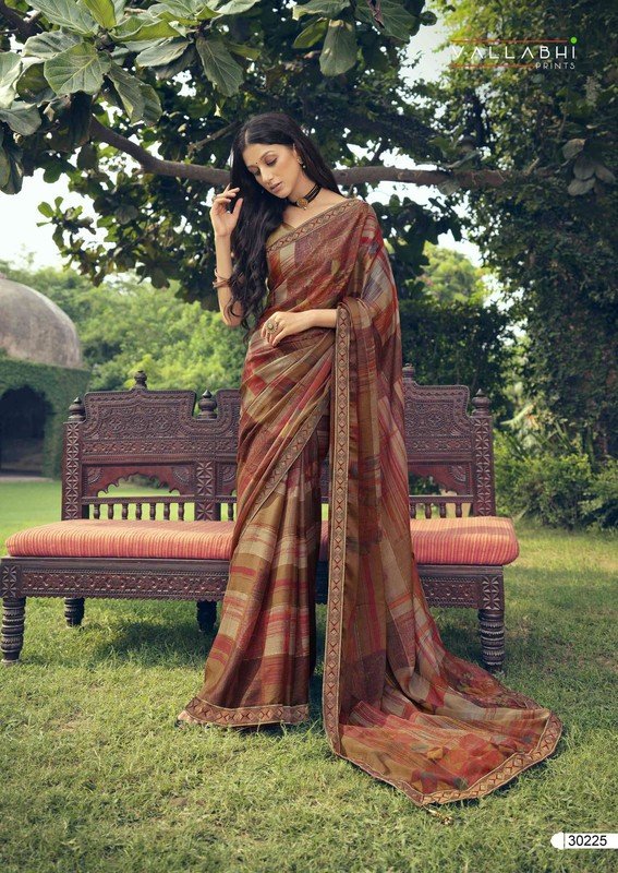 Vallabhi Nazneen Vl-30225 Multicolor Georgette Silk Saree