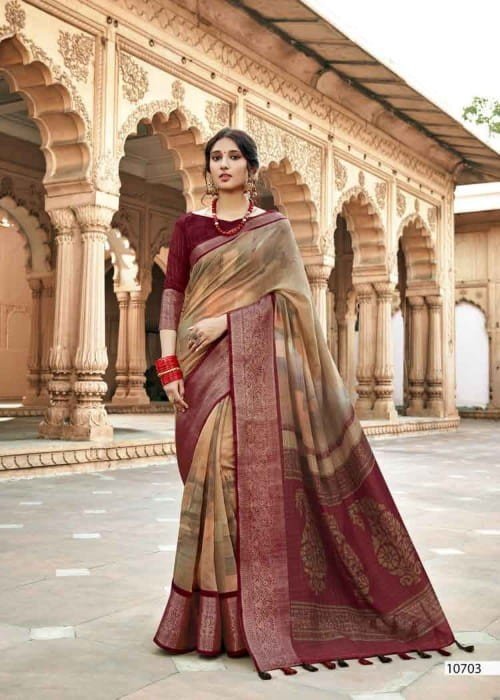 Vallabhi Prem Ratan Vl-10703 Maroon Soft Cotton Saree