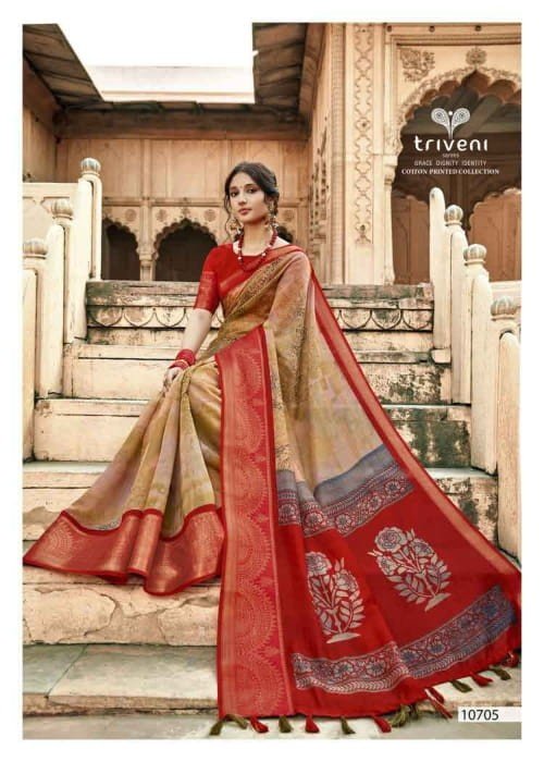 Vallabhi Prem Ratan Vl-10705 Red Soft Cotton Saree