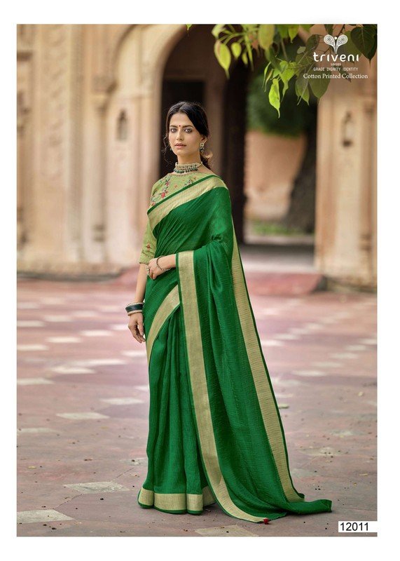 Vallabhi Reshma Vl-12011 Green Jute Cotton Saree