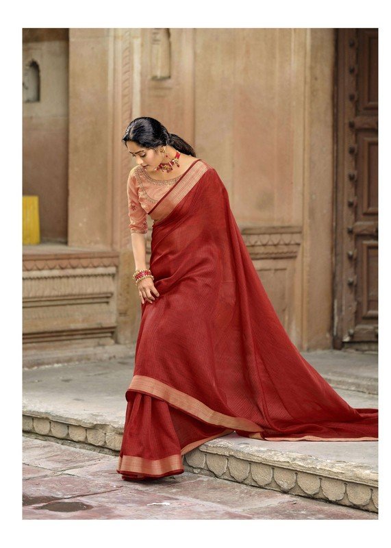 Vallabhi Reshma Vl-12016 Red Jute Cotton Saree