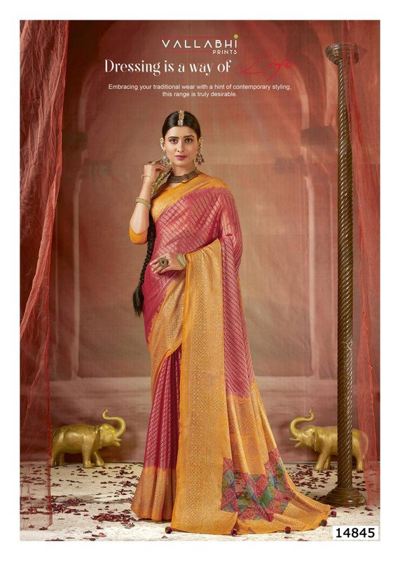 Vallabhi Aayu Vl-14845 Grey Brasso Saree