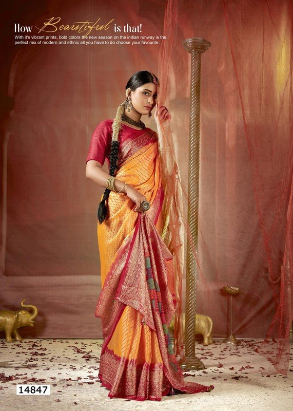 Vallabhi Aayu Vl-14847 Yellow Brasso Saree