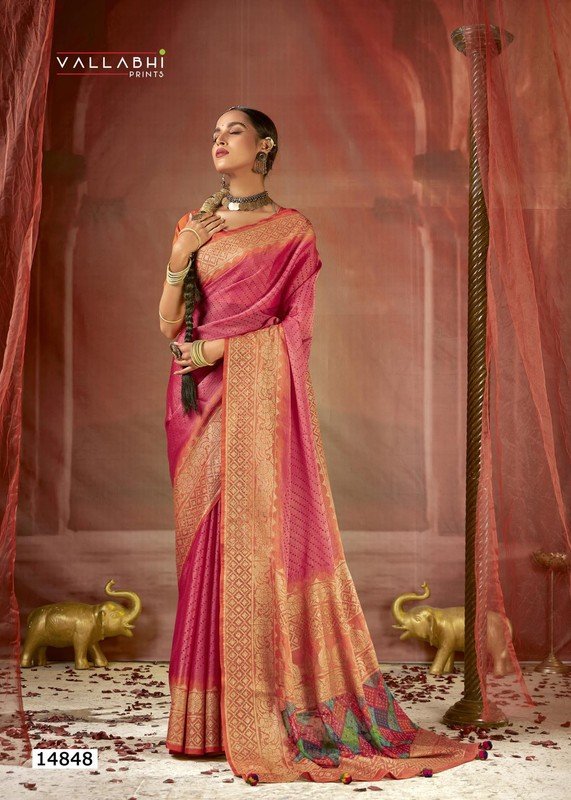 Vallabhi Aayu Vl-14848 Pink Brasso Saree