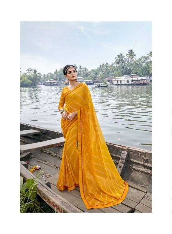 Vallabhi Abhilasha Vl-11572 Yellow Georgette Saree