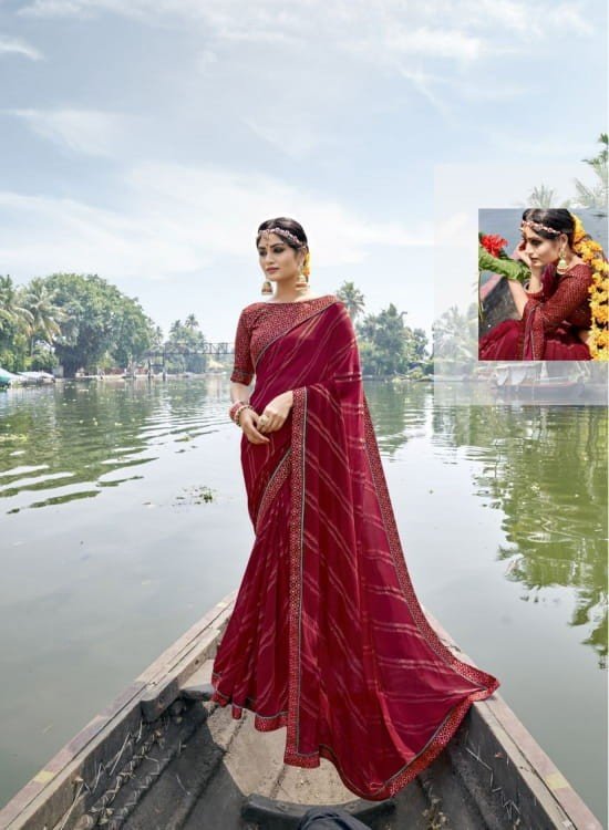 Vallabhi Abhilasha Vl-11573 Wine Georgette Saree