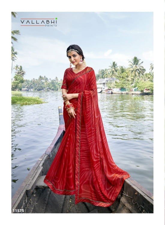 Vallabhi Abhilasha Vl-11575 Red Georgette Saree