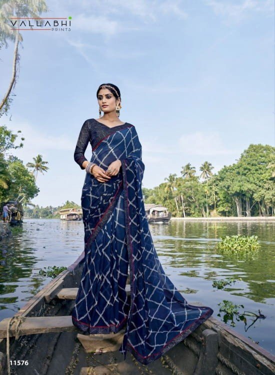 Vallabhi Abhilasha Vl-11576 Blue Georgette Saree