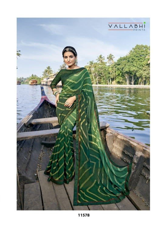 Vallabhi Abhilasha Vl-11578 Green Georgette Saree