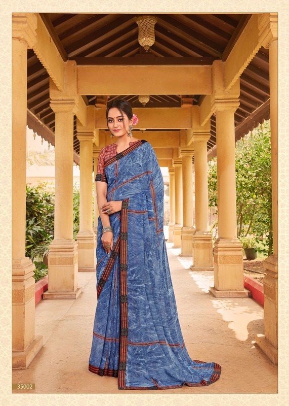 Vallabhi Asaam Vl-35002 Blue Georgette Saree